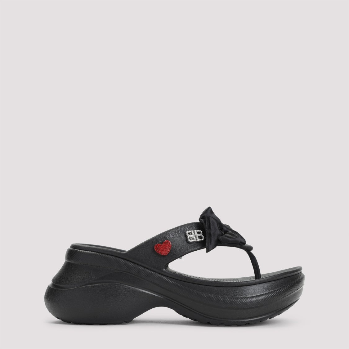 Balenciaga Black Rubber Tong Crocs Sandals