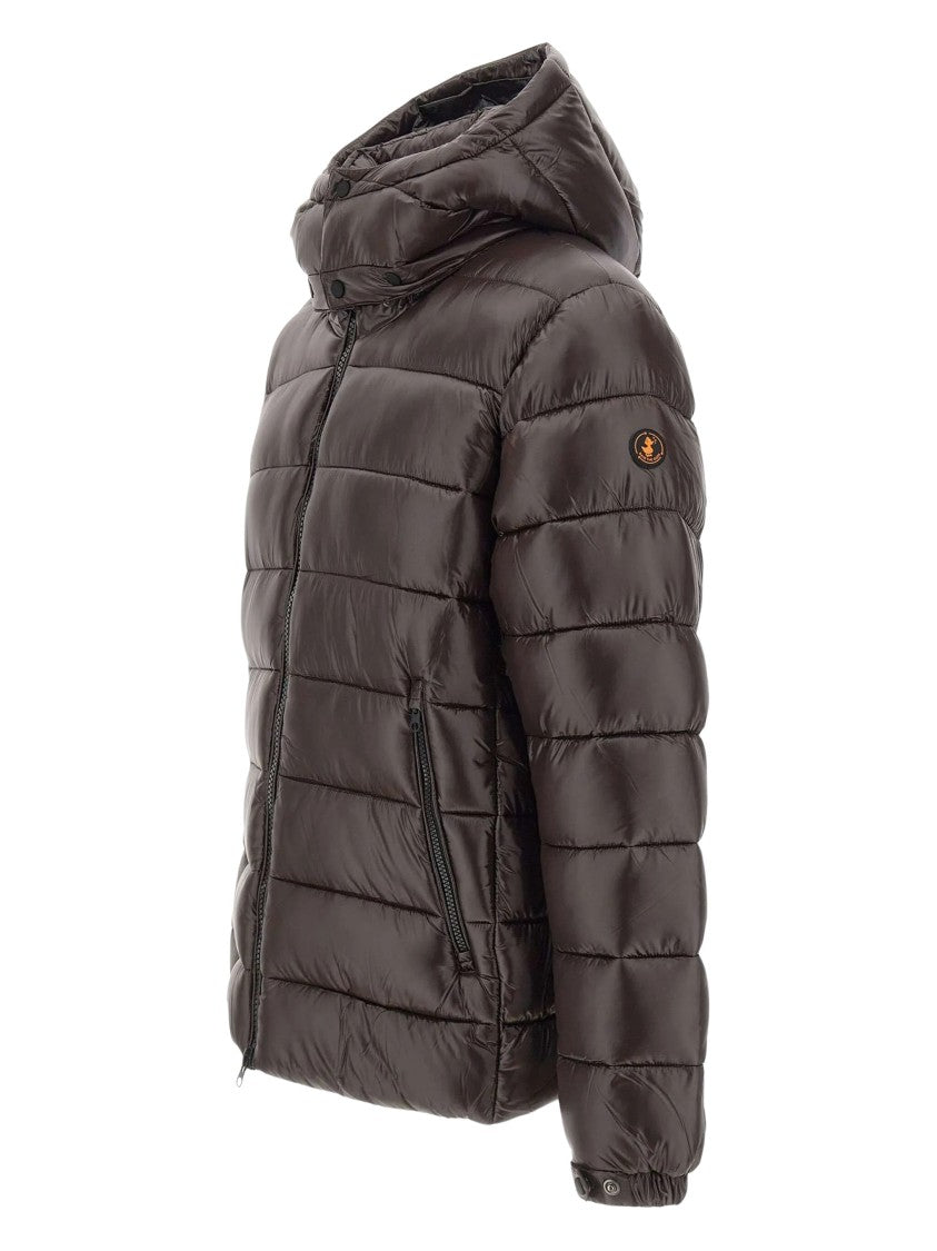 Save The Duck Florian Quilted Brown Hooded Jacket
