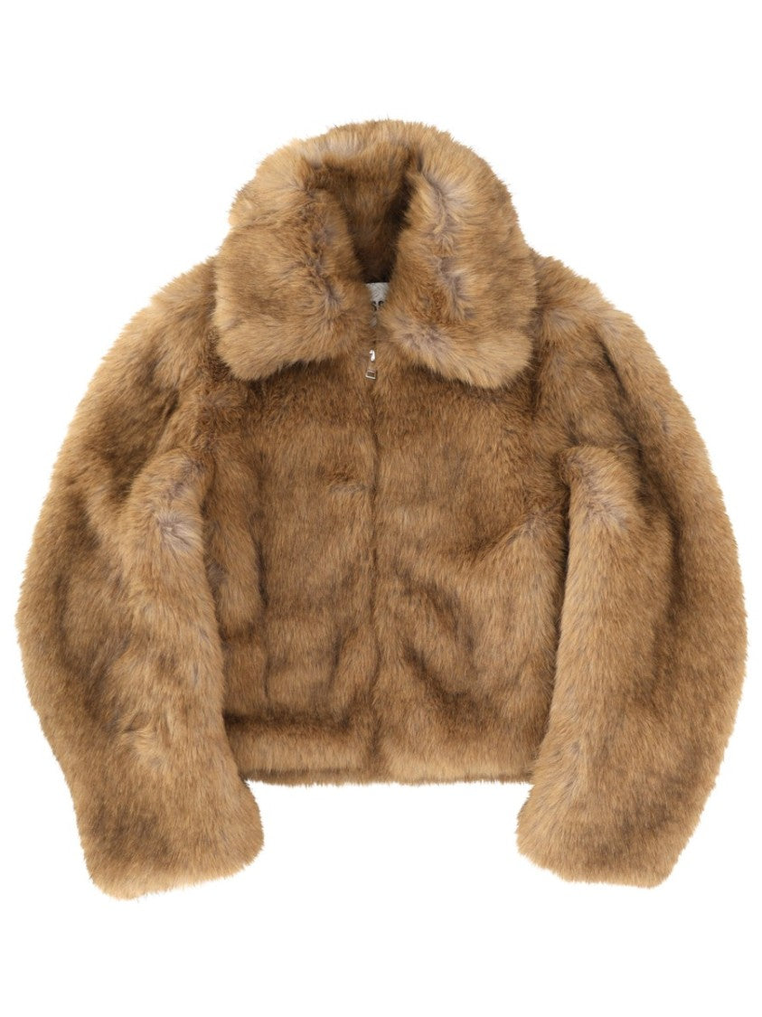 Msgm Cropped Eco Polyester Faux-Fur Jacket
