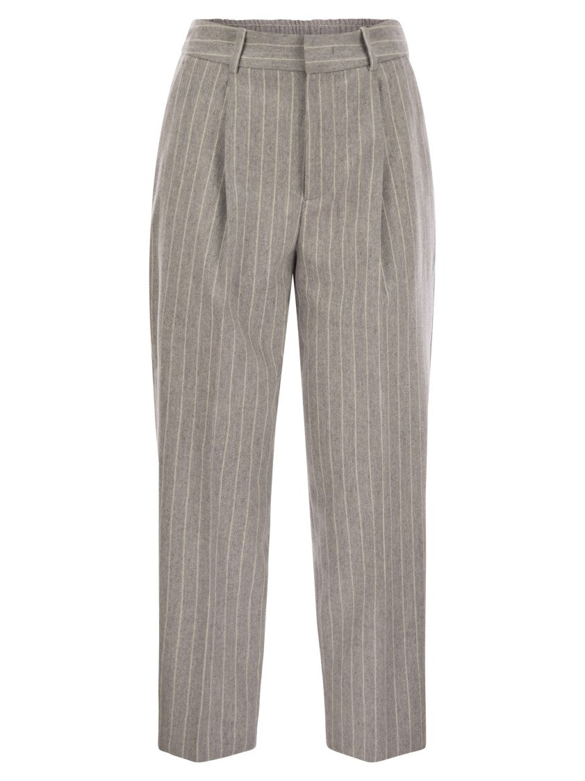 Pt Torino Daisy - Wool And Cashmere Pinstripe Pants