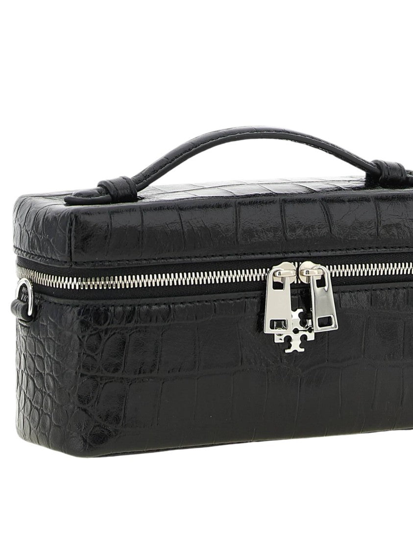 Tory Burch Charlie East-West Embossed Crocodile Vanity Case
