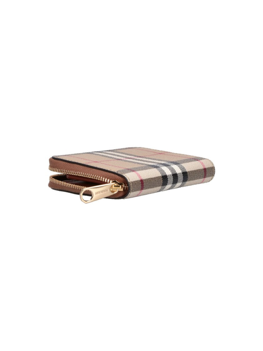 Burberry Beige Check Canvas Zip-Around Wallet
