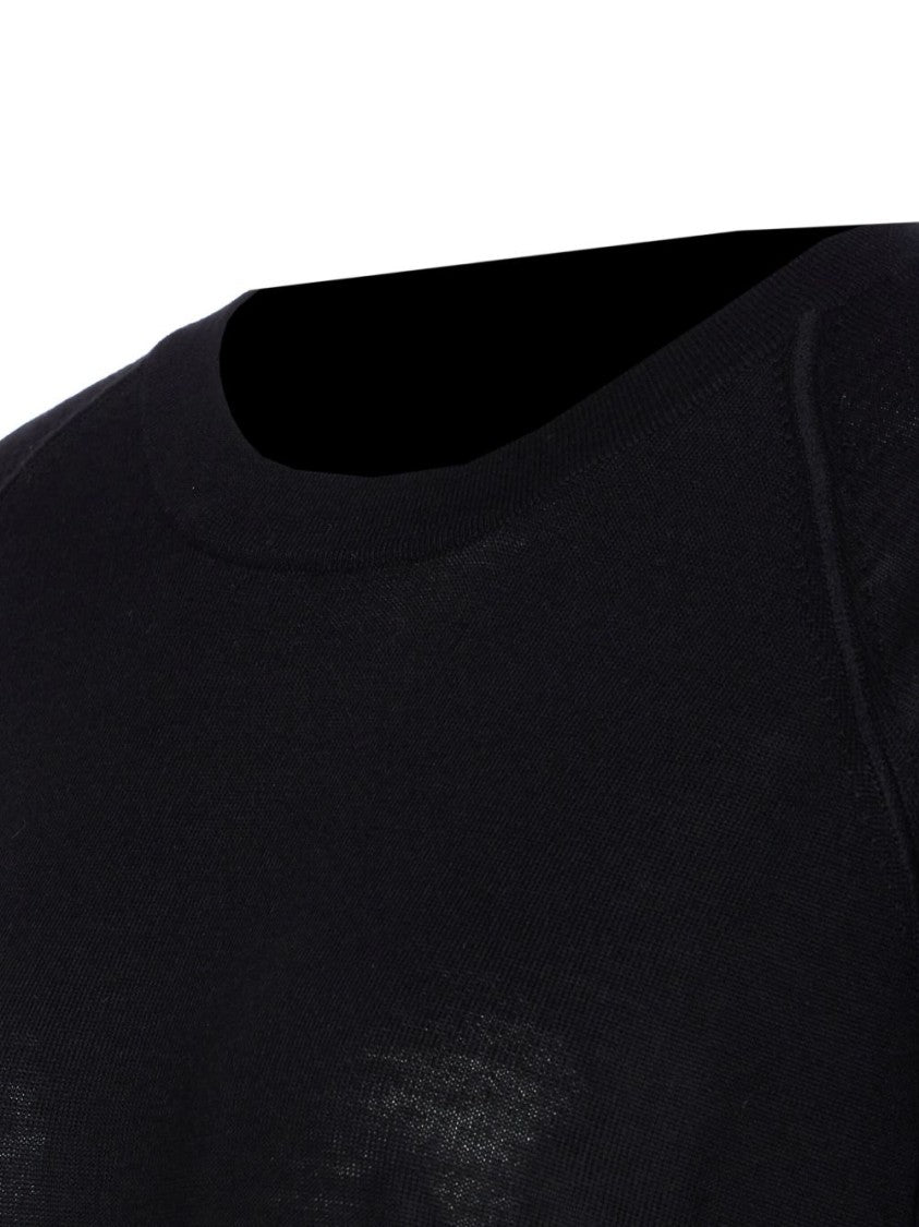 Pinko Relaxed-Fit Black Wool Sweater With Seam Detail