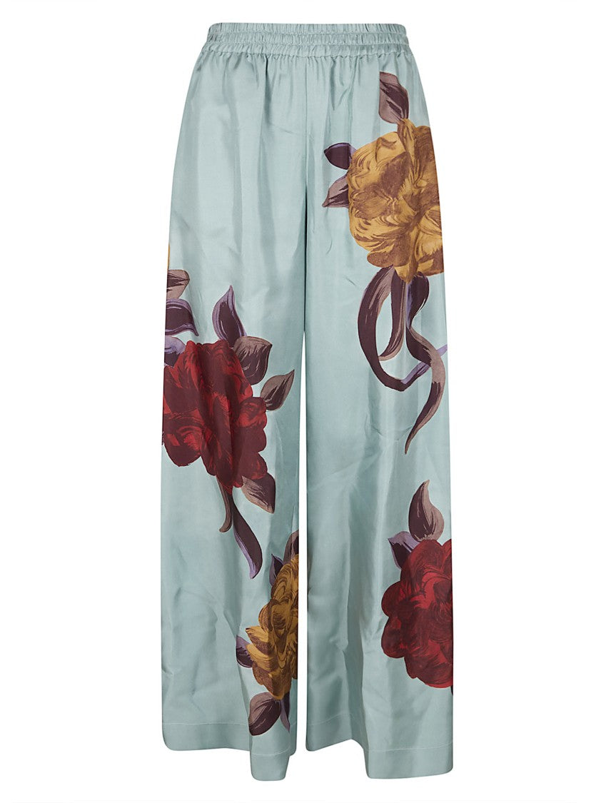 La Double J Loose Wide-Leg Trousers With Bold Floral Print