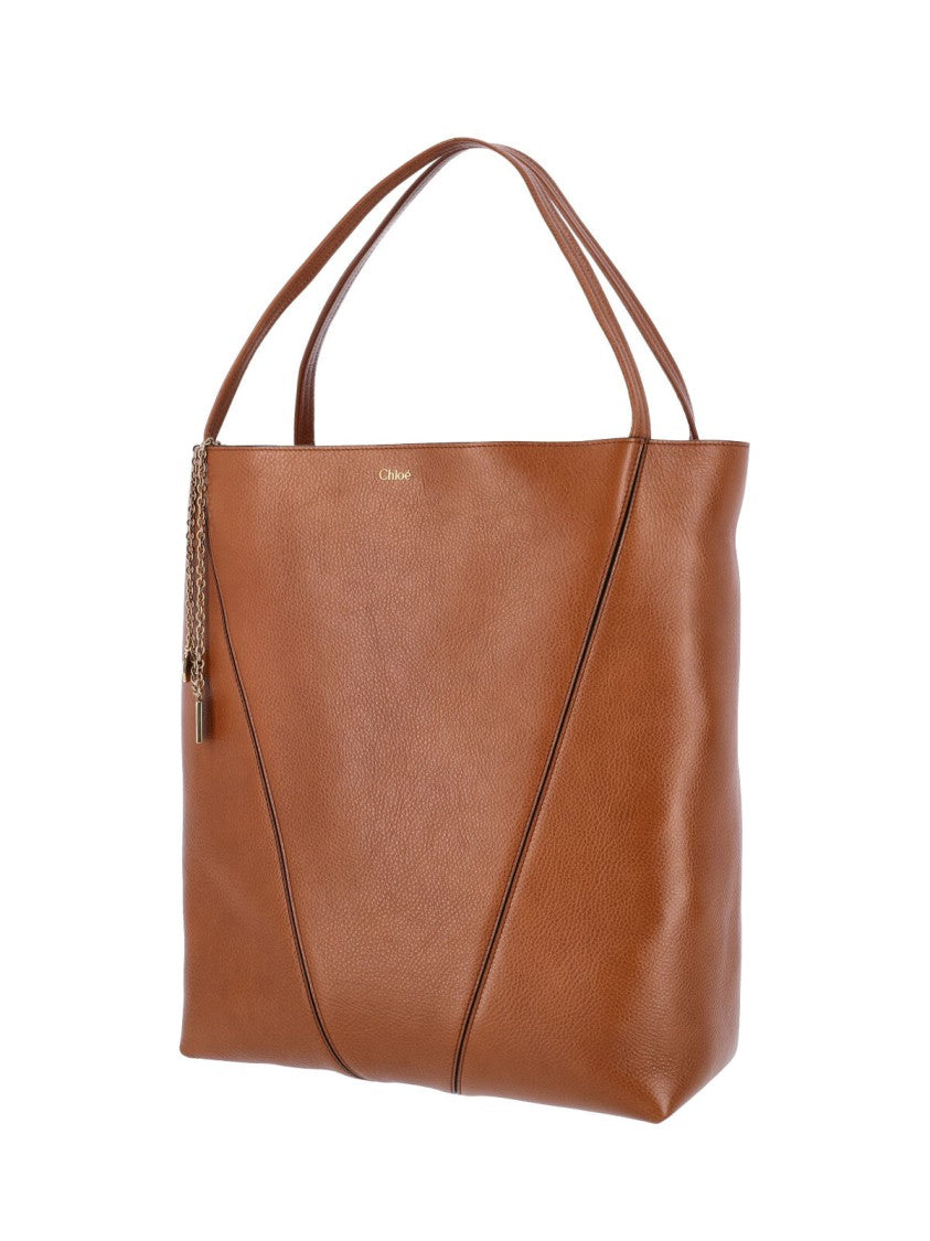 Chloé Brown Spin Large Calfskin Tote Bag