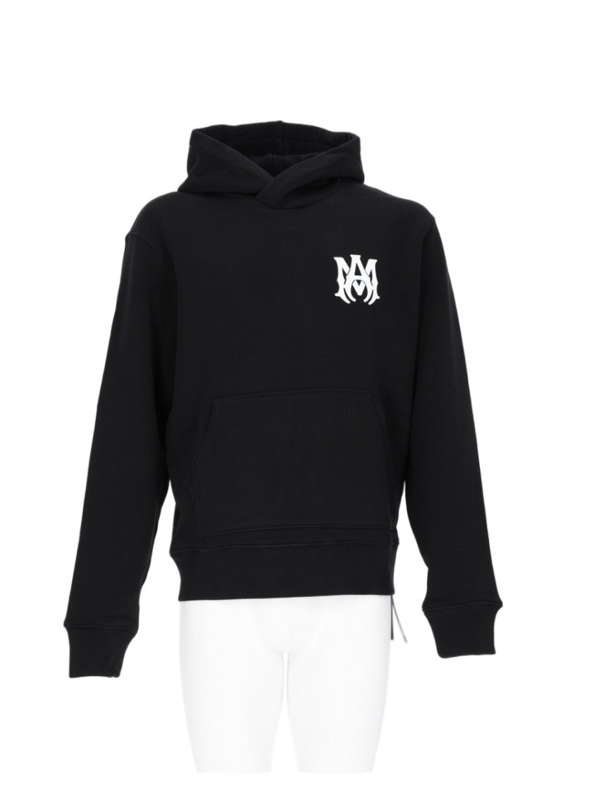 Amiri Black Hooded Kangaroo Pocket Logo Sweatshirt