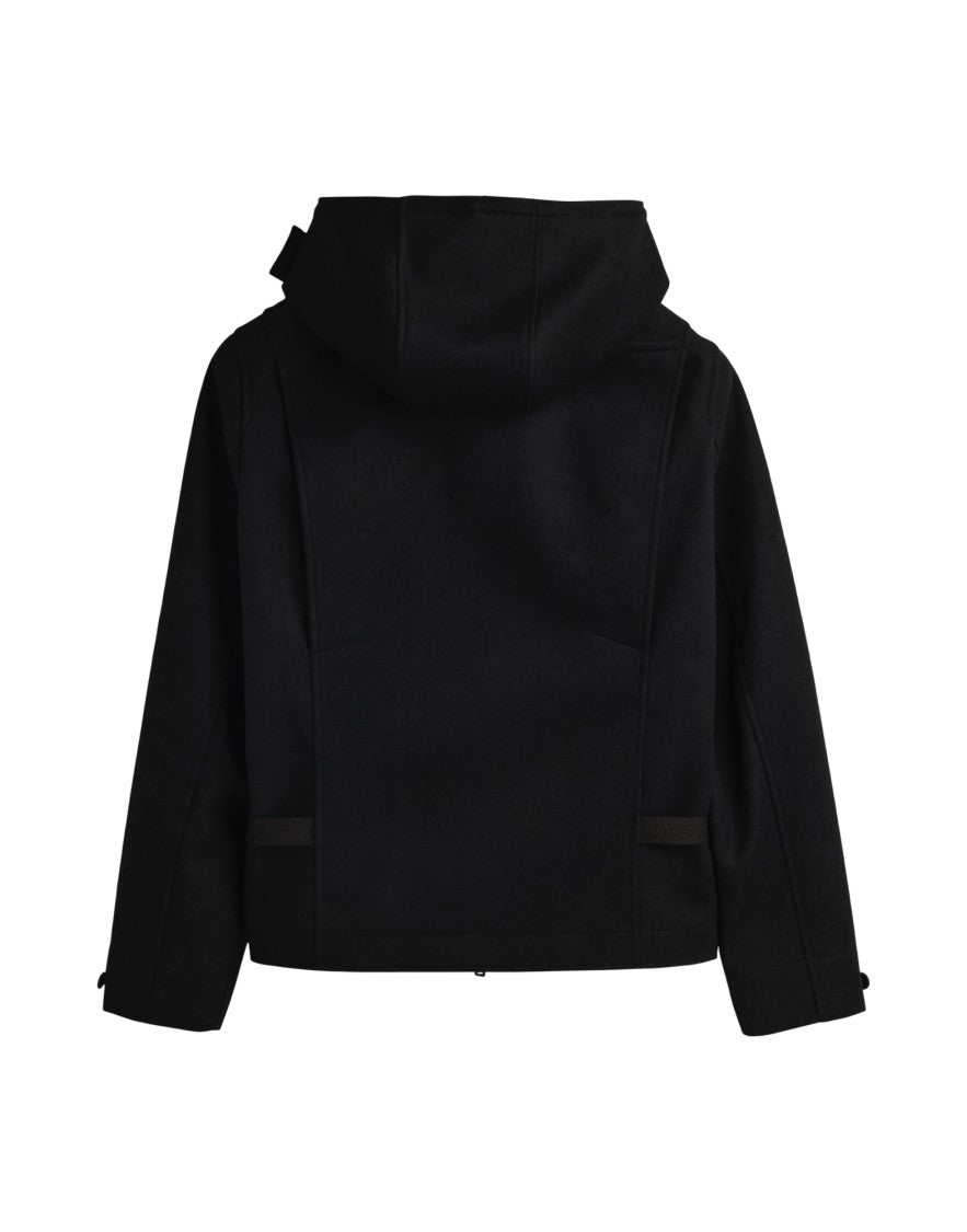 Y-3 Structured Black Wool Jacket With Front Zipper