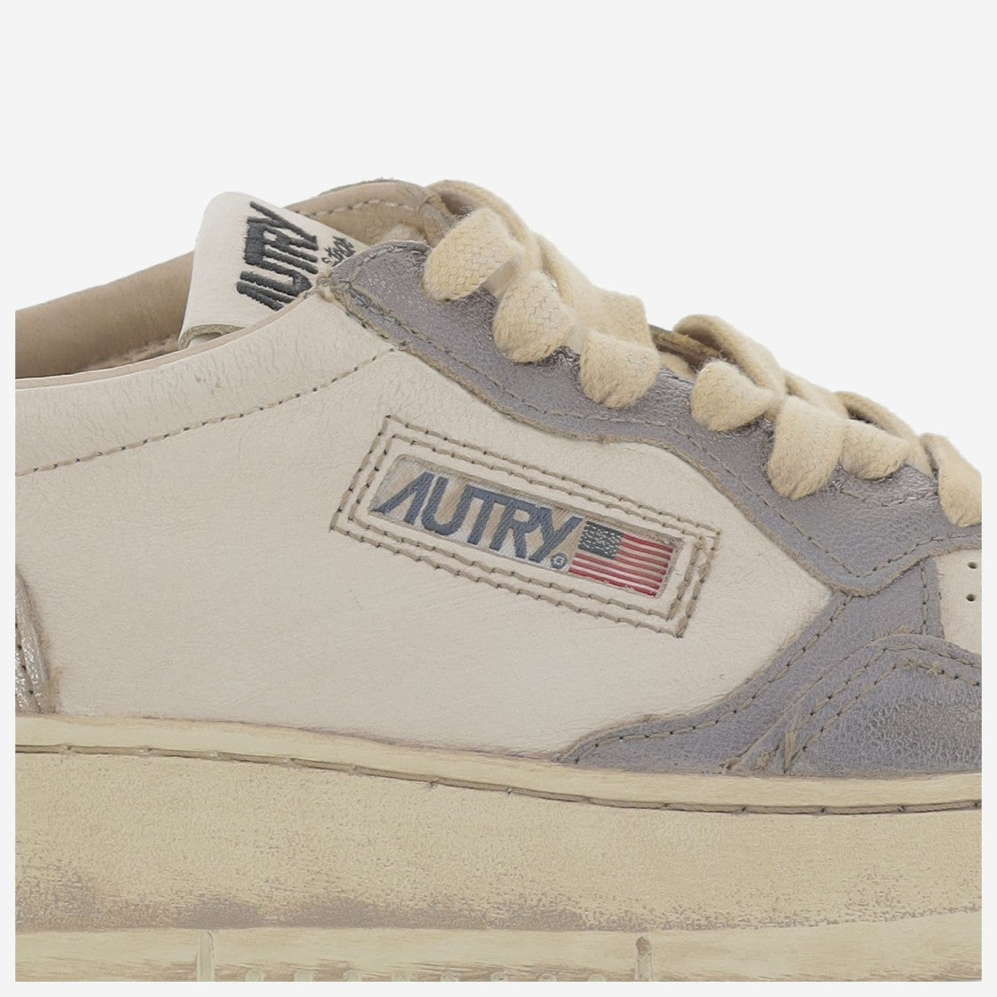 Autry Low-Top Leather Sneakers With Vintage Effect