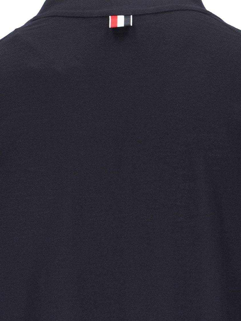 Thom Browne Navy V-Neck Striped Cotton Cardigan