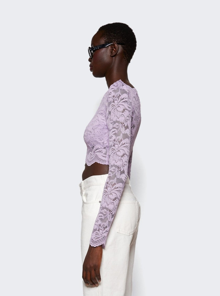 Rabanne Lace Long Sleeve Crop Top French Lavender