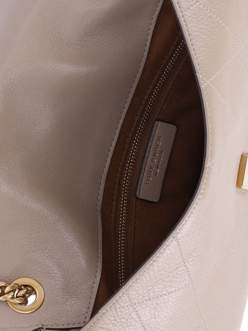 Tory Burch Grey Charlie Calfskin Leather Shoulder Bag