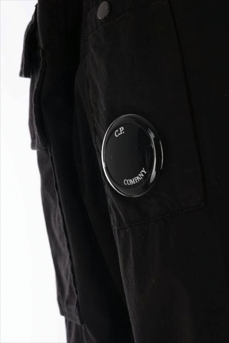 C.P. Company Boxy Cropped Black Shirt With Classic Collar