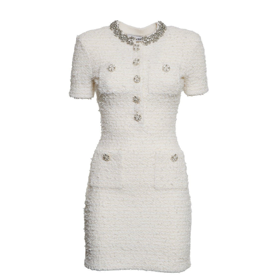 Self-Portrait Cream Textured Knit Mini Dress