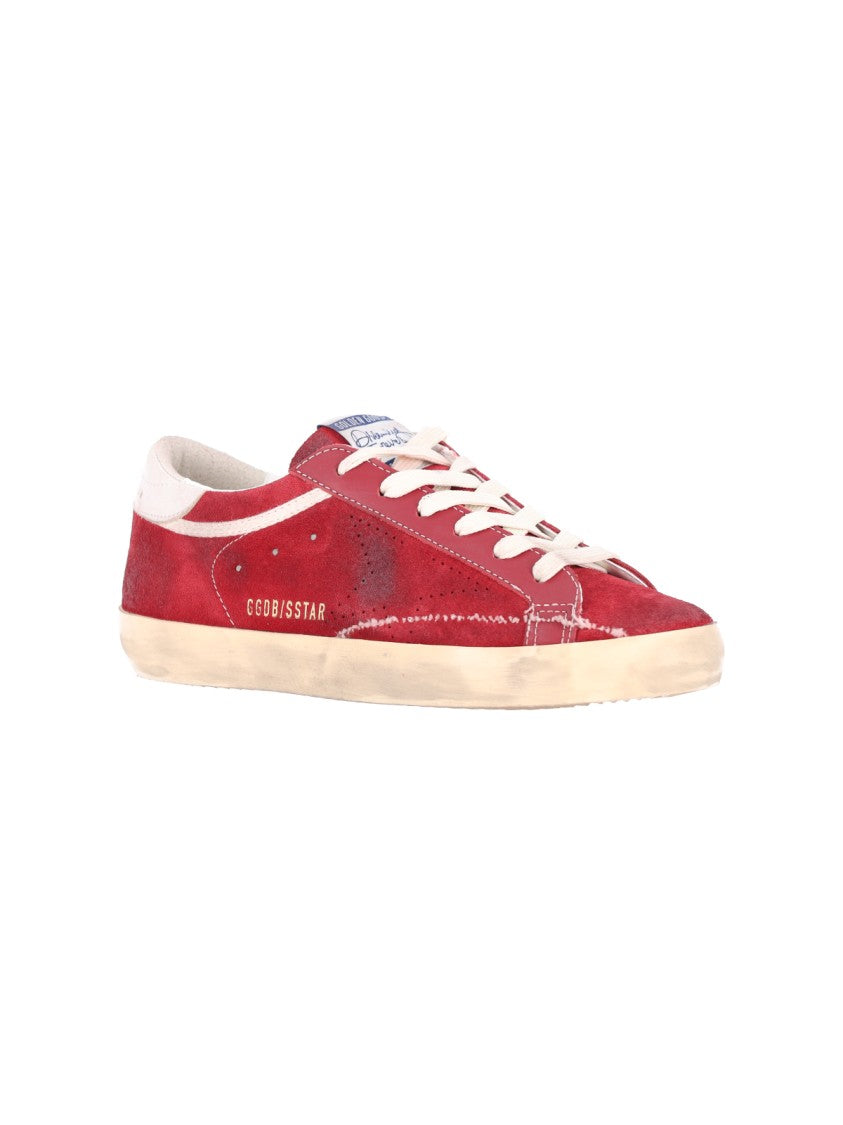 Golden Goose Low-Top Sneakers With Distressed Red Calf Leather