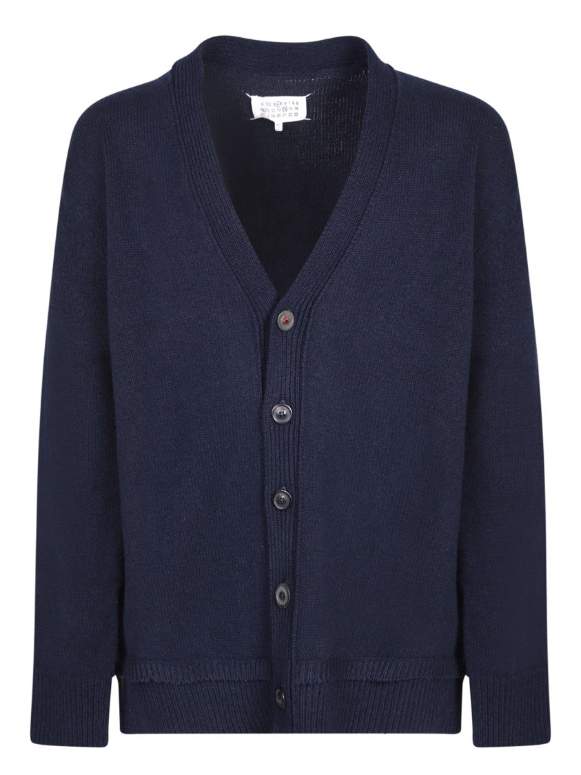 Maison Margiela Blue V-Neck Knit Cardigan