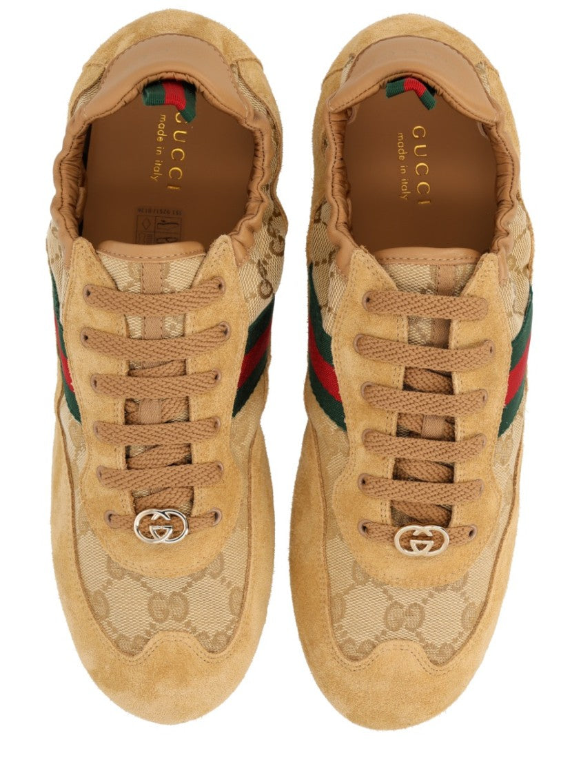 Gucci Shift Monogram Webbing Calfskin Sneakers