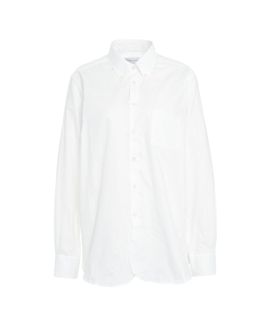 Robert Friedman Button-Down Cotton Shirt With Rounded Hem