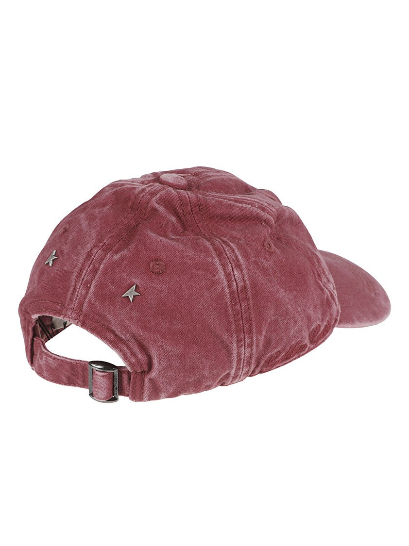 Golden Goose Burgundy Soft Cotton Baseball Cap With Star Emblem