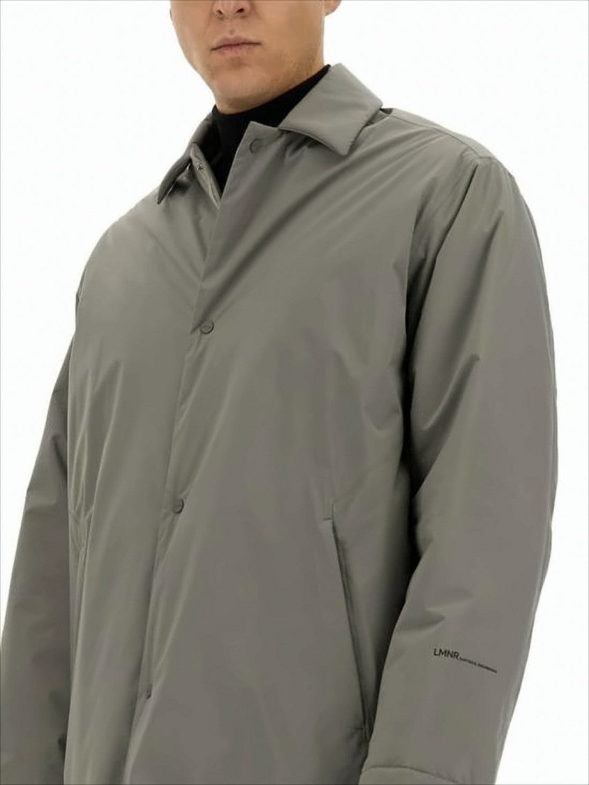 Herno Minimalist Grey Mid-Thigh Coat With Classic Collar