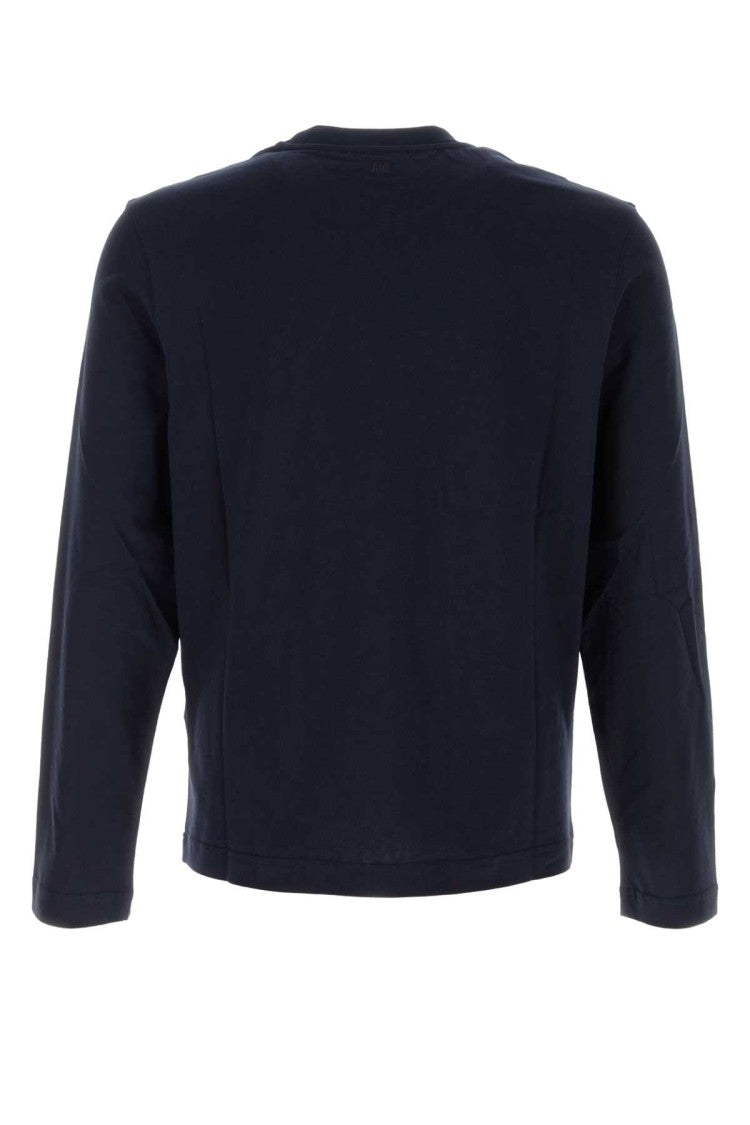 Ami Navy Blue Cotton T-Shirt