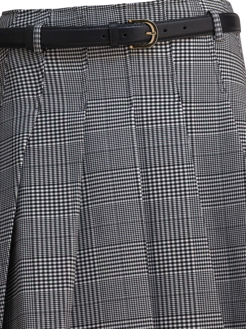 Self-Portrait Grey Pleated Midi Skirt