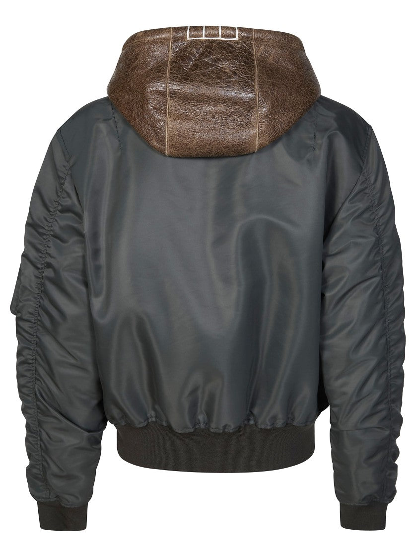 J. W. Anderson Black Nylon Shearling-Lined Hooded Bomber Jacket