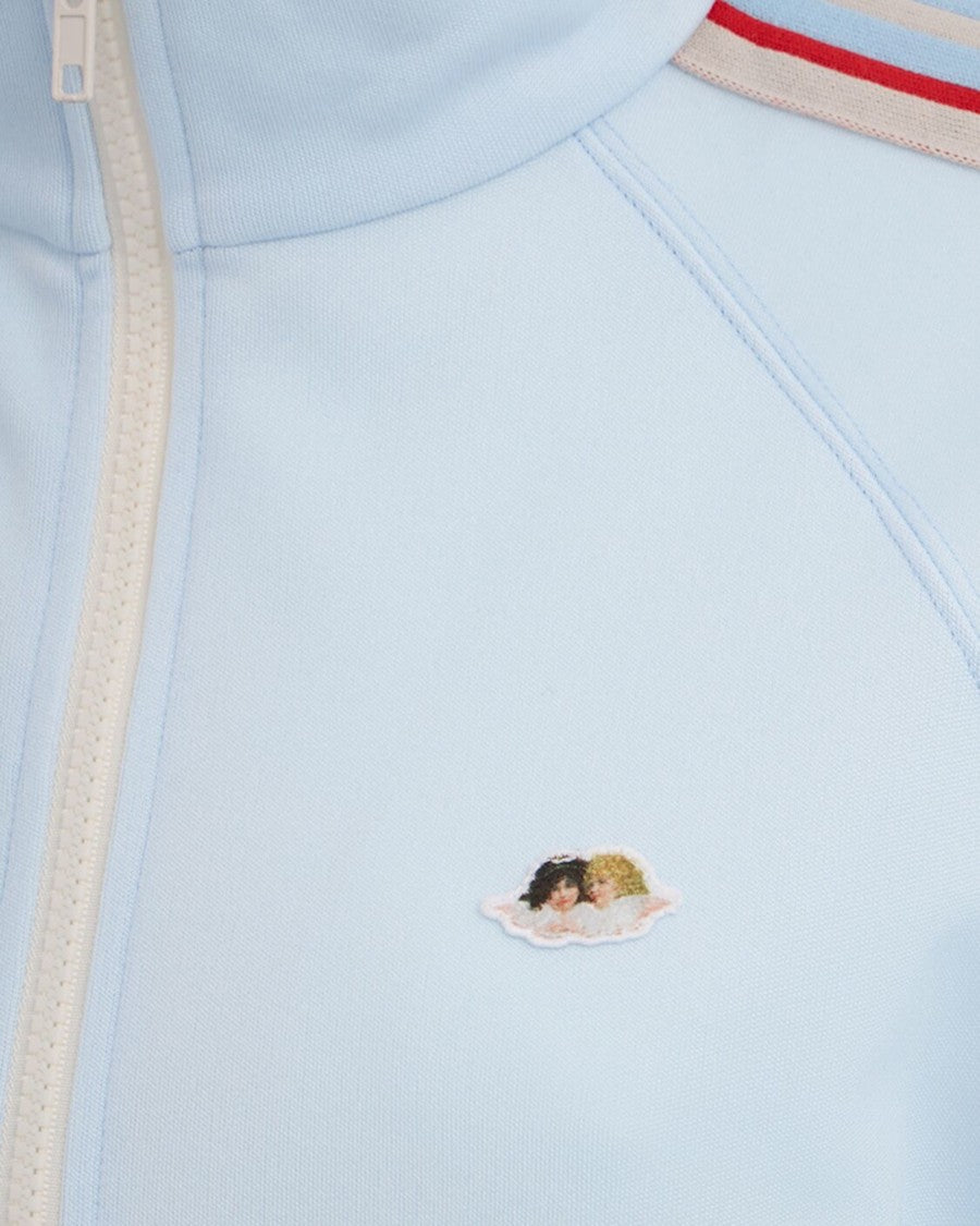 Fiorucci Cropped Light Blue Tracksuit Jacket With Angel Patch Detail