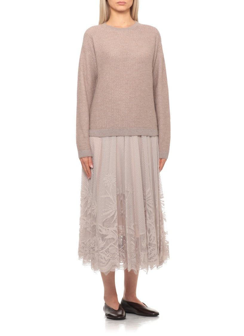 Fabiana Filippi Brown Lurex Wool-Blend Sweater