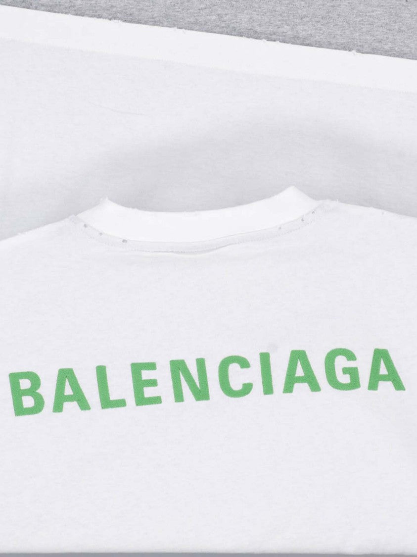 Balenciaga Layered White Cotton T-Shirt With Contrasting Long Sleeves