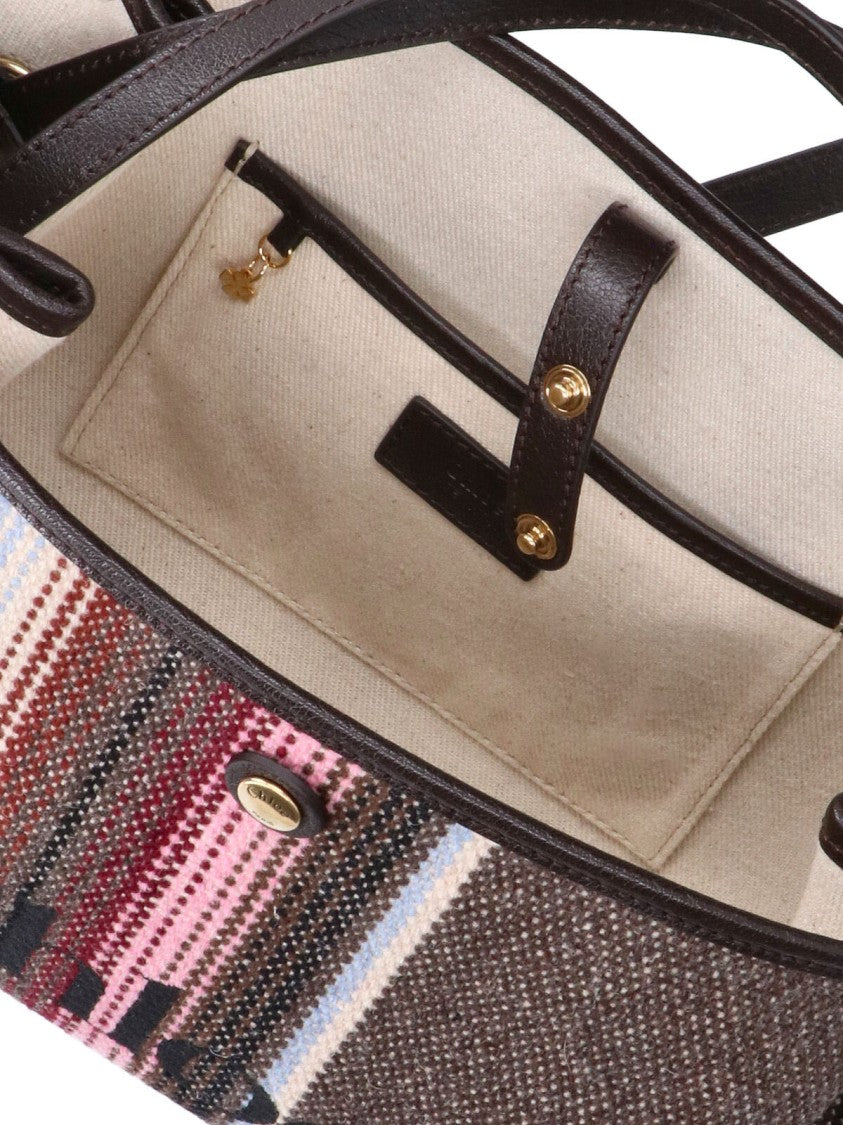 Chloé Brown Clover Striped Wool-Blend Tote Bag