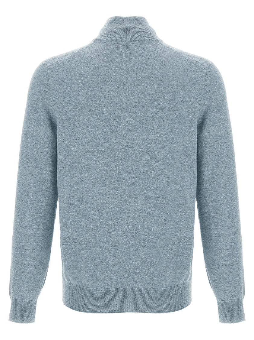 Brunello Cucinelli Half-Zip Cashmere Sweater With Contrast Details