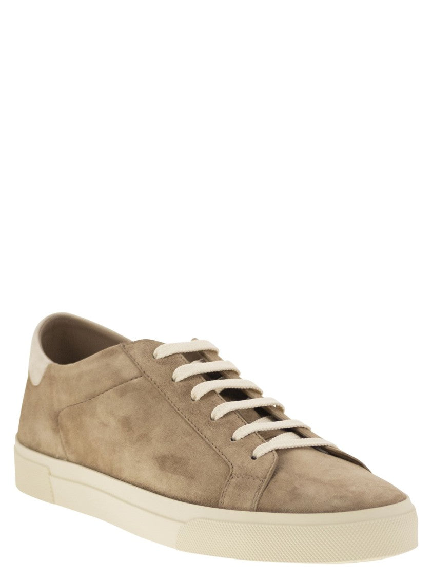 Brunello Cucinelli Slim Suede Trainers With Iridescent Detailing
