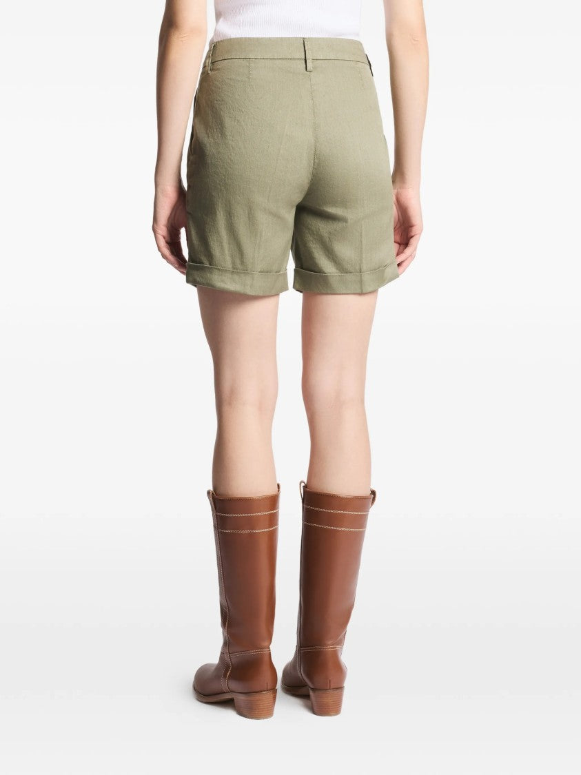 Fay Tailored Olive Front Pleat Cuffed Shorts