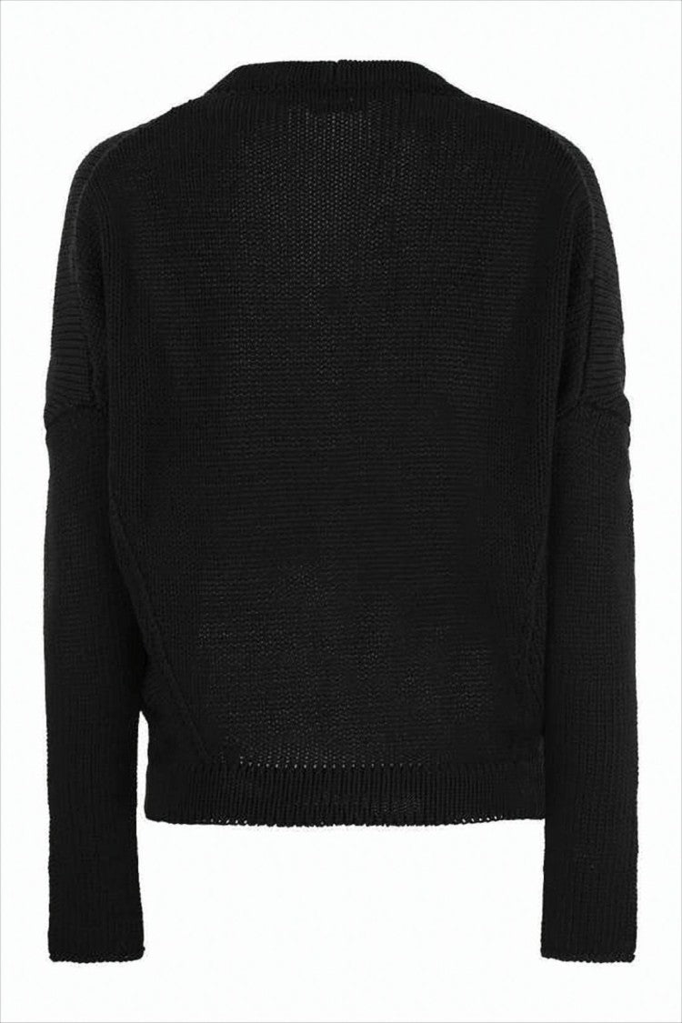 Marni Textured Black Knitted Cardigan With V-Neckline And Embroidered Logo