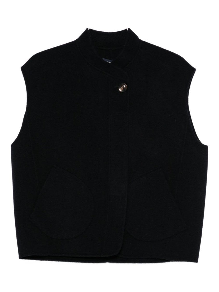 Soeur Cropped Blue Knitwear Jacket With High Neckline