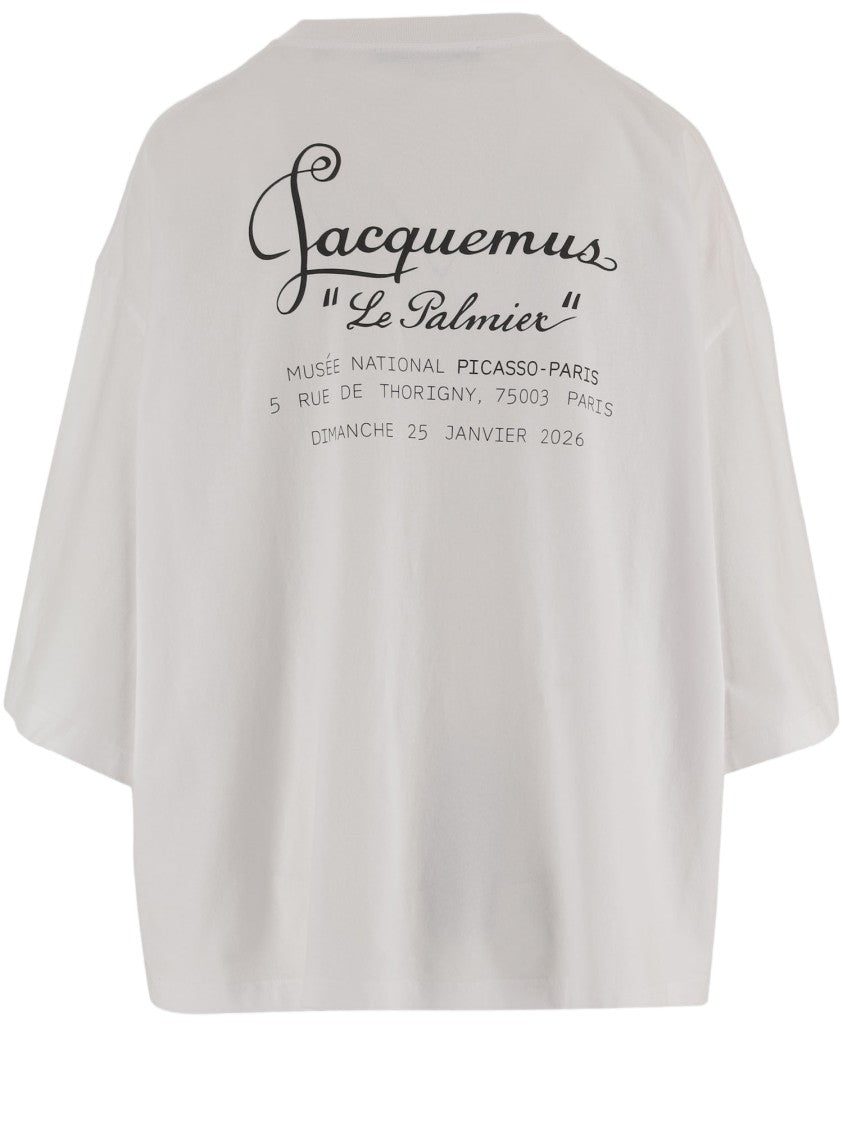 Jacquemus Cropped Cotton-Blend T-Shirt With Boxy Sleeves And "Le Palmier" Print