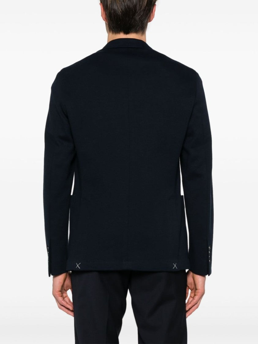 Peserico Blue Single-Breasted Cotton Blazer