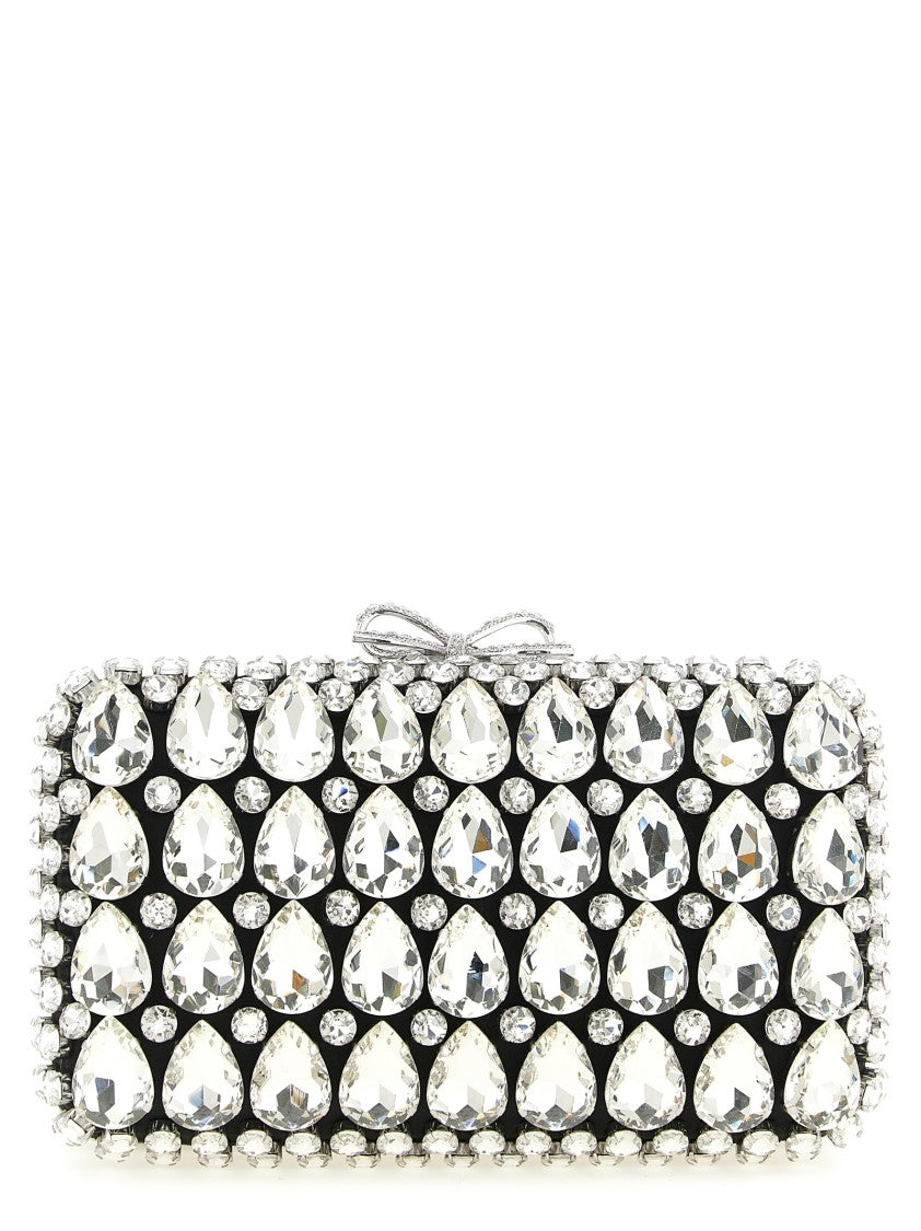 Self-Portrait 'Black Satin Crystal' Clutch