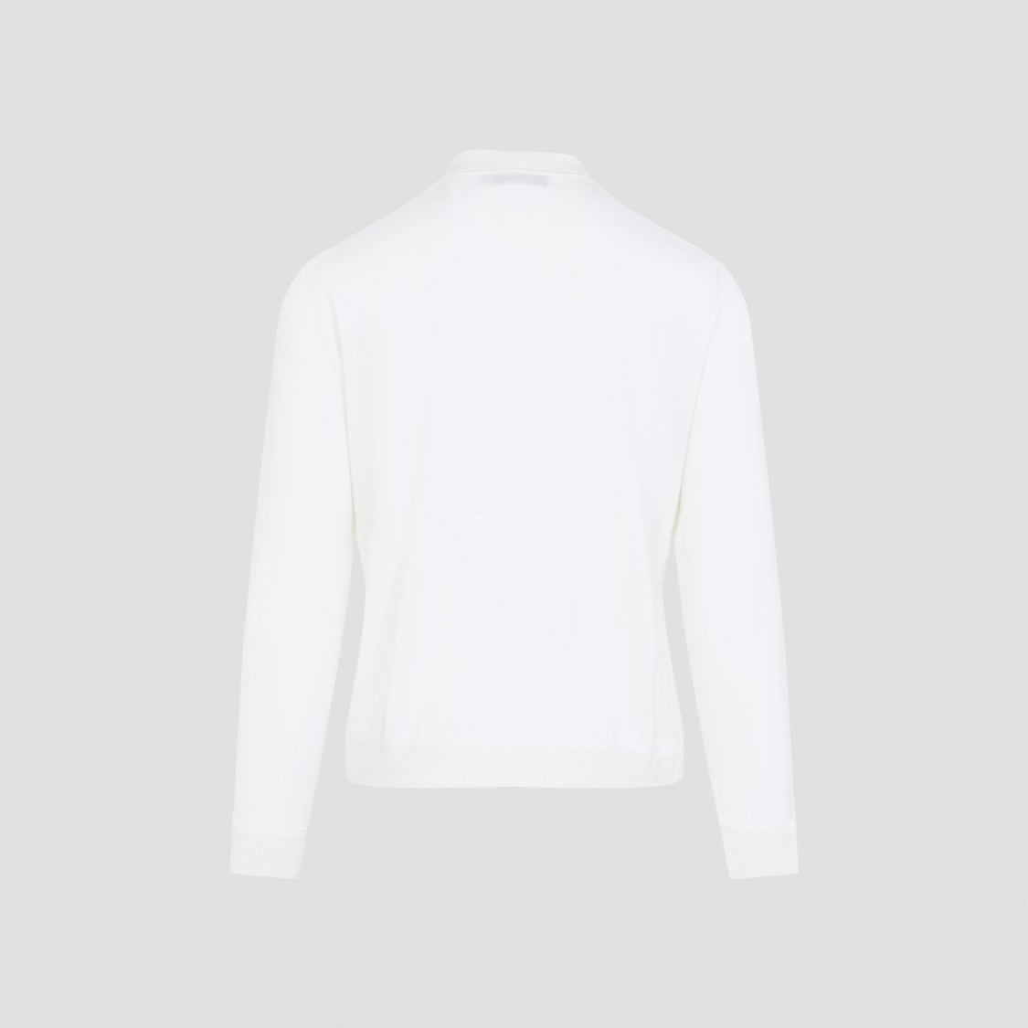 Canali White Wool Long Sleeves Polo