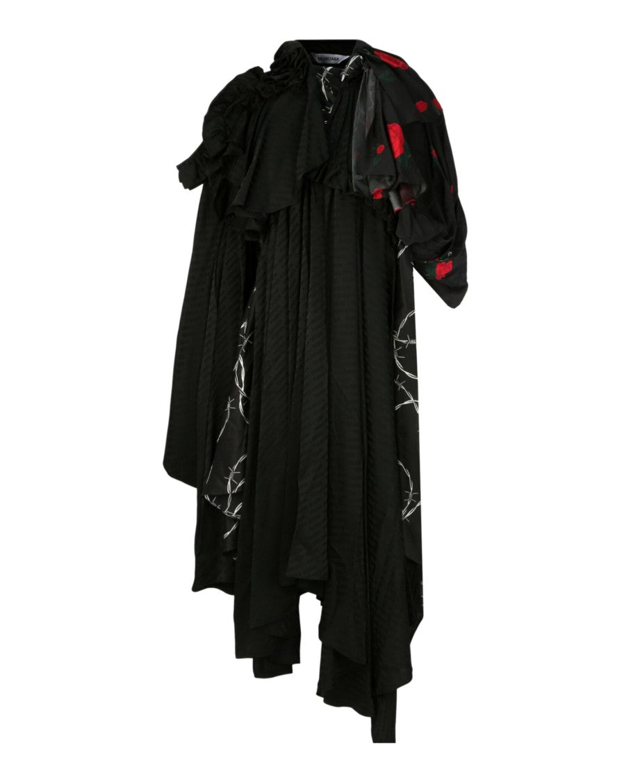 Balenciaga Deconstructed Abstract Floral-Print Midi Dress