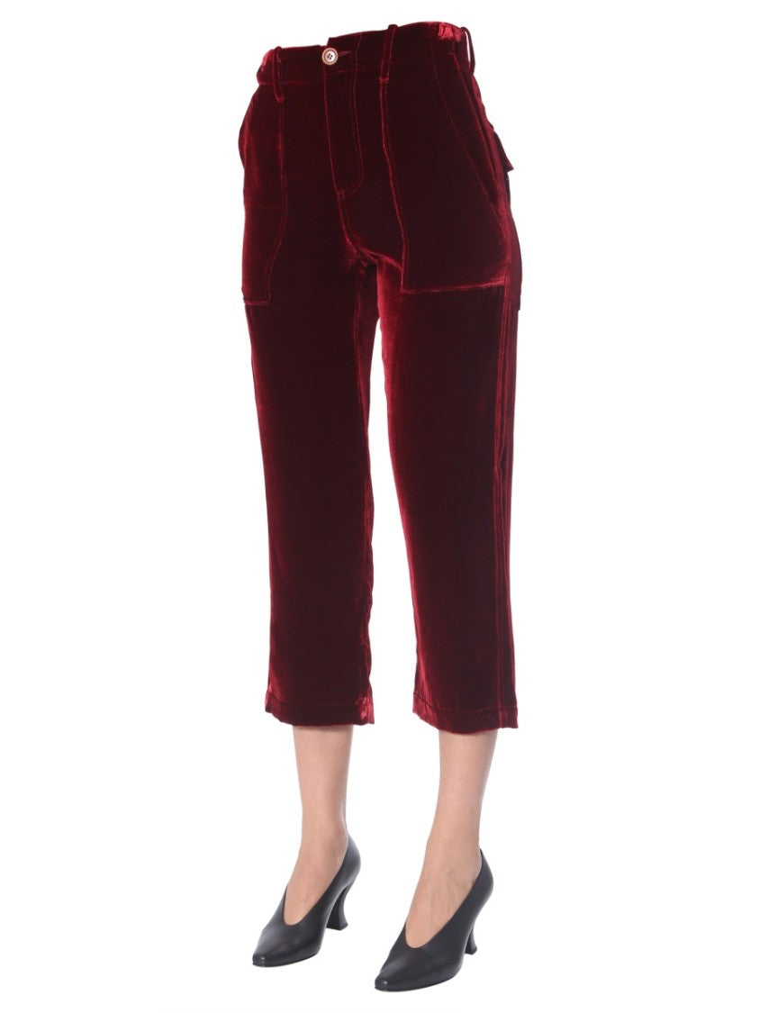 Jejia Burgundy Velvet Cropped Pants