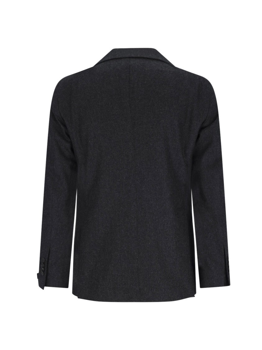 Tagliatore Double-Breasted Virgin Wool Blazer With Silver Detail