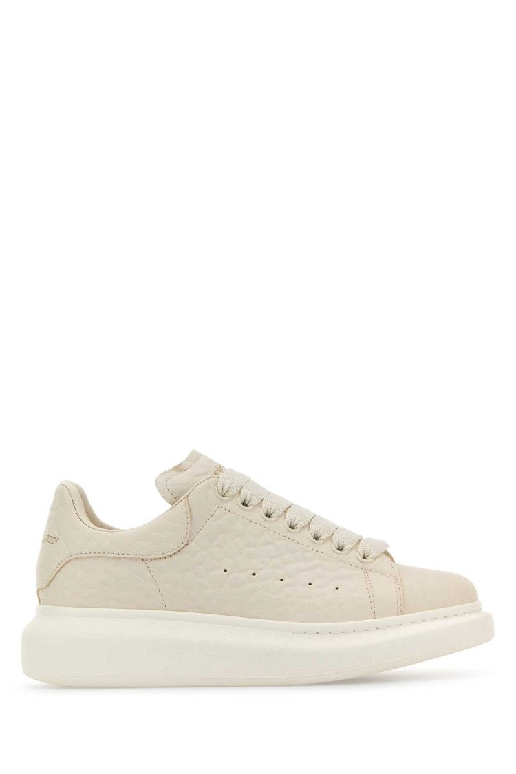 Alexander Mcqueen Ivory Leather Sneakers With Ivory Leather Heel