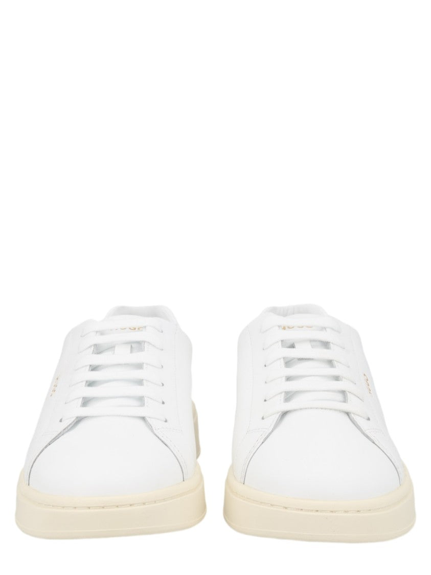 Hugo Neston Minimalist White Cowhide Leather Sneakers