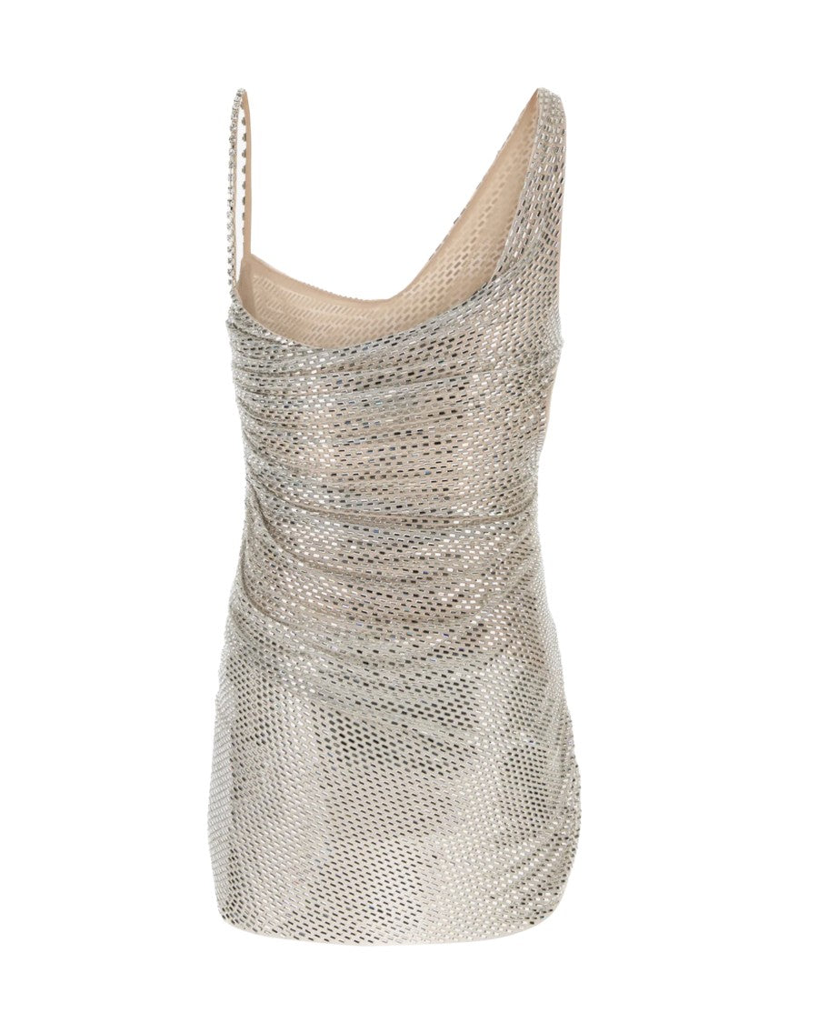 Self-Portrait Mini Dress With Draped Cowl Neckline And Sequined Overlay