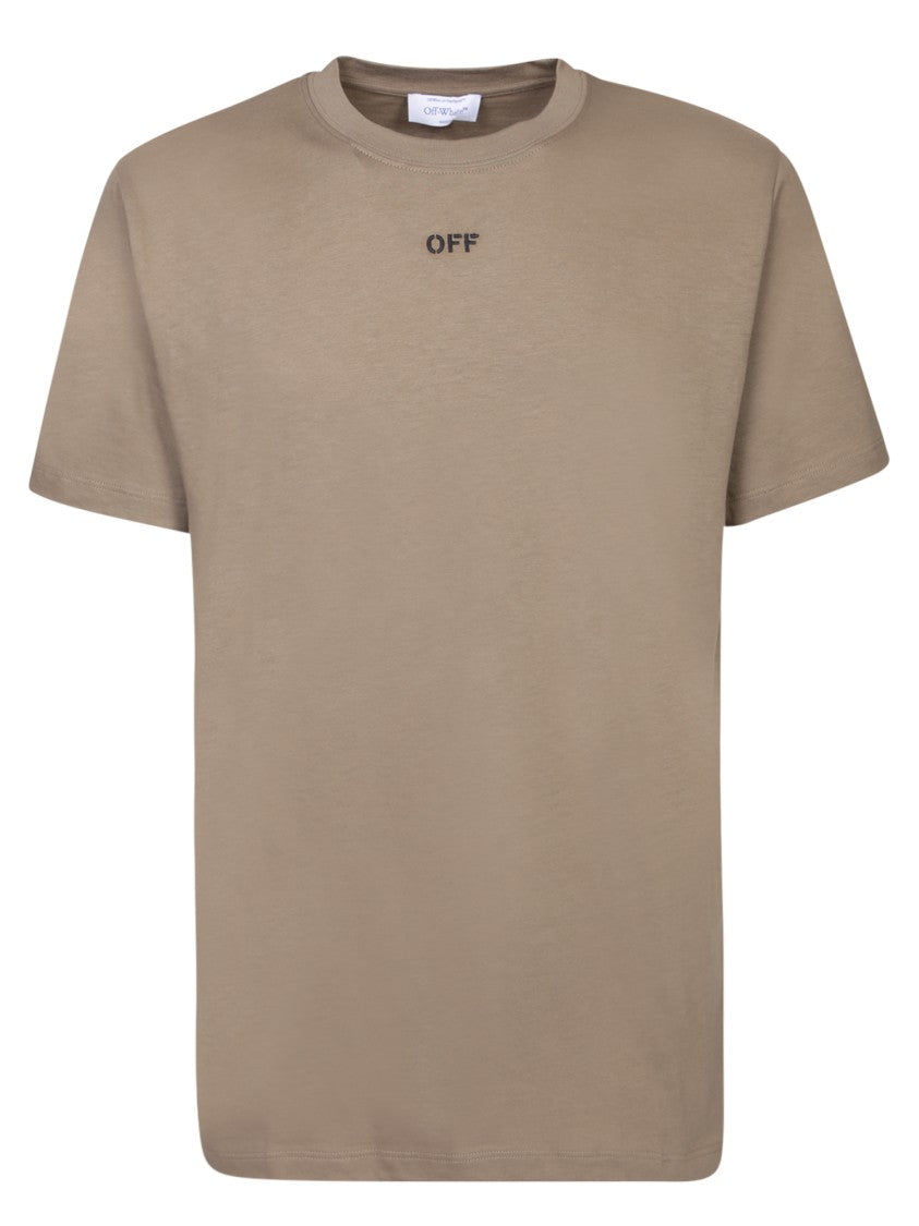 Off-White Beige Casual Cotton T-Shirt