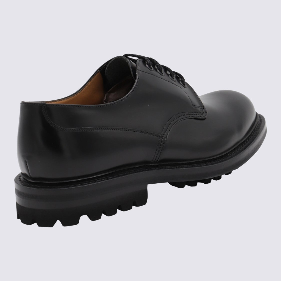 Church's Polished Black Leather Lace-Up Flat Shoes