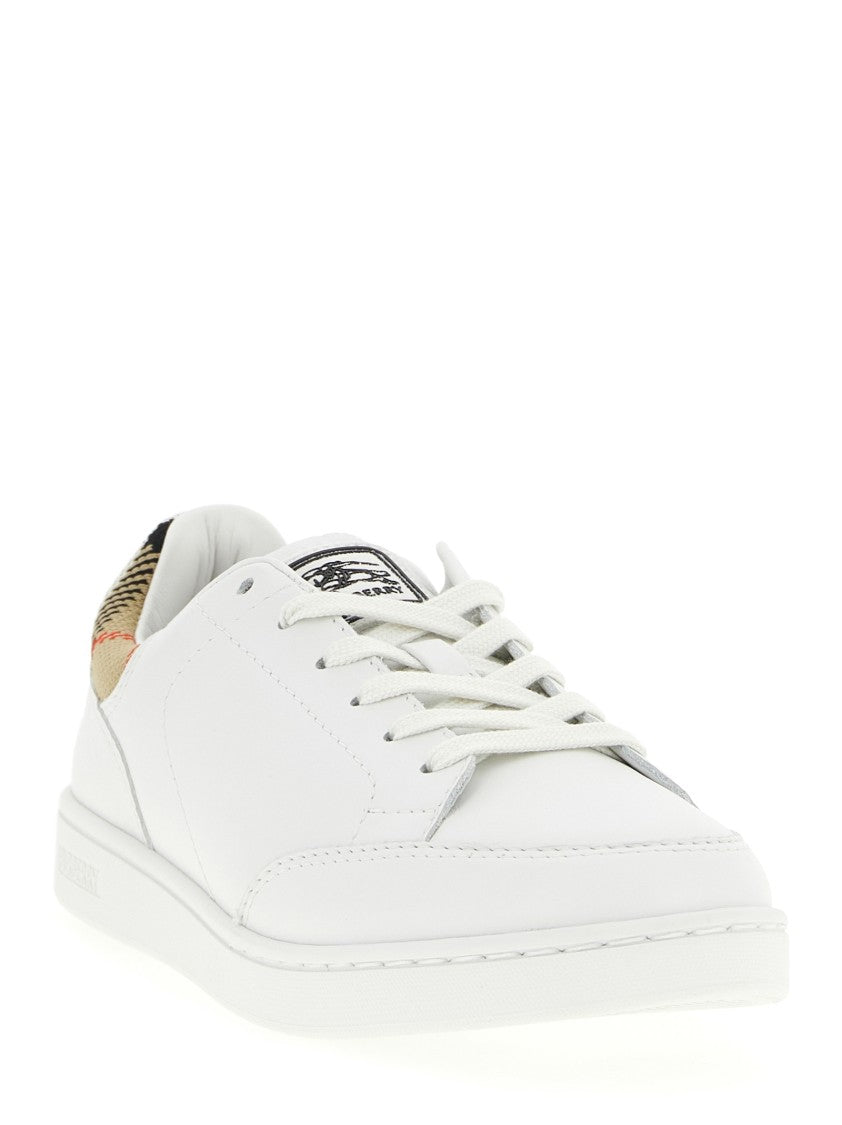 Burberry Leather Sneakers With Distinctive Check Fabric Detail