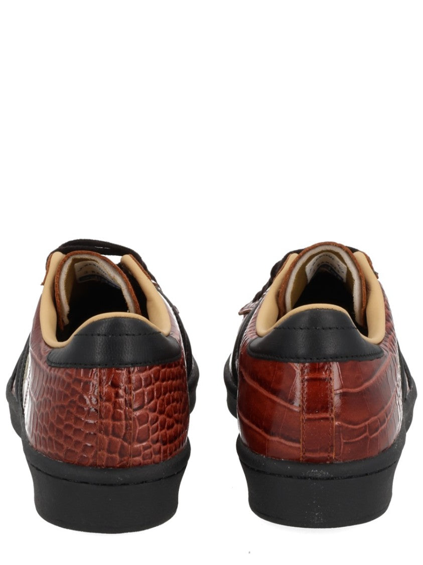 Adidas Originals Textured Brown Low-Top Sneakers With Crocodile Skin Pattern