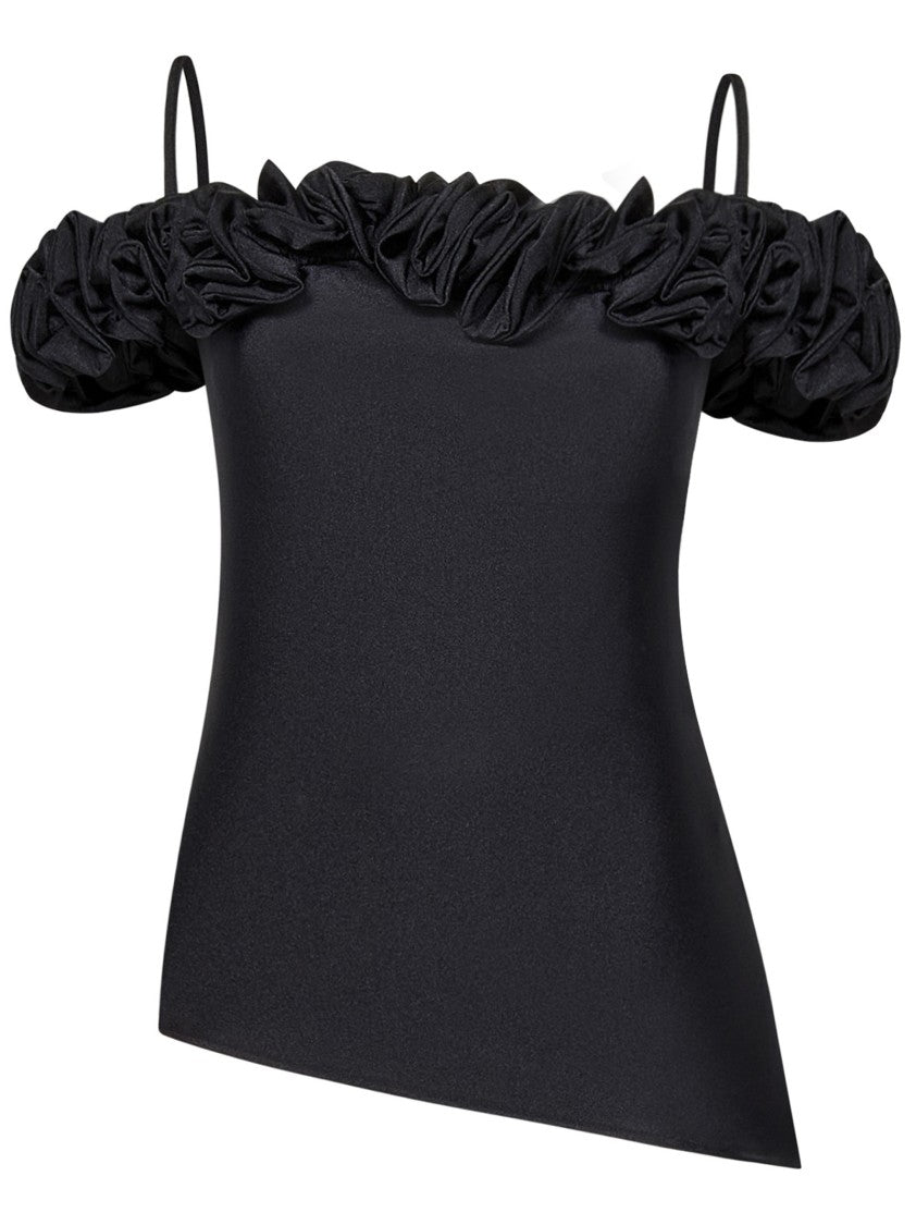 Coperni Black Jersey Top With Asymmetrical Hem